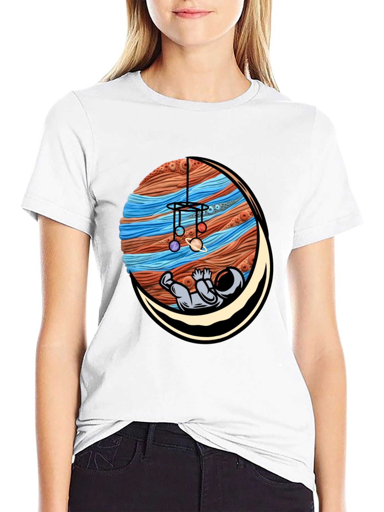 Astronaut Mobile Graphic Tee - Relaxed Space Vibes
