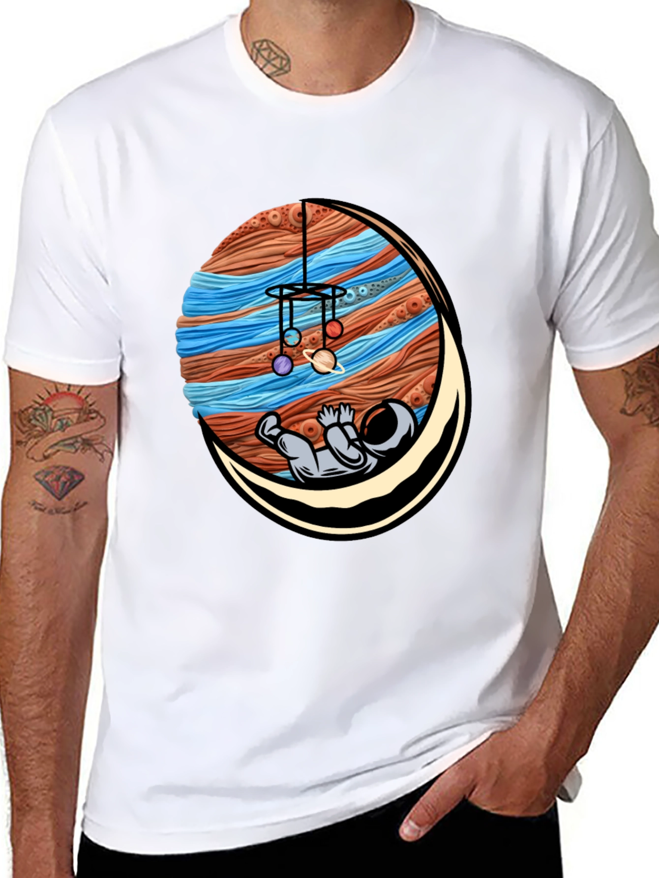Astronaut Mobile Graphic Tee - Relaxed Space Vibes