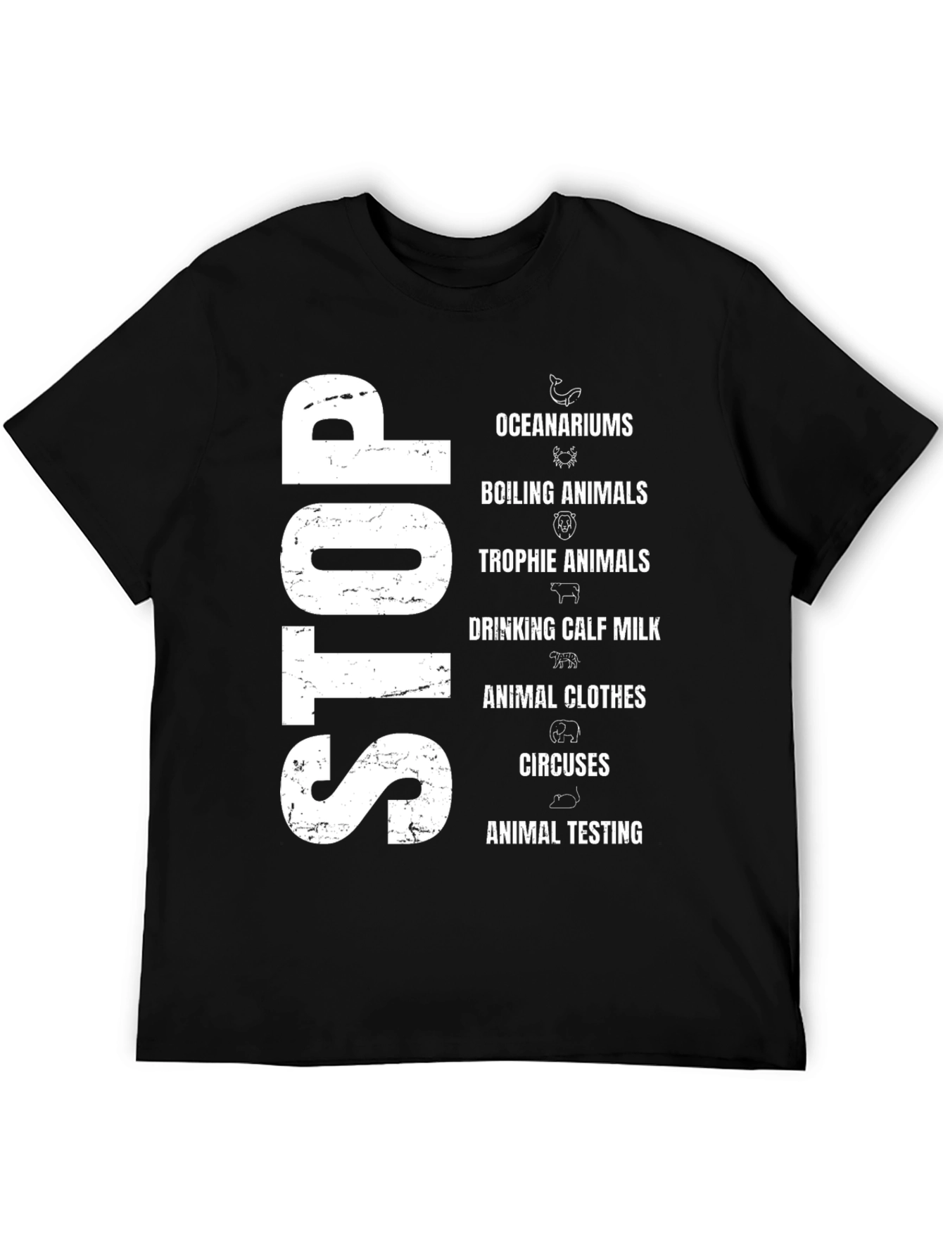 Stop Animal Cruelty Black Graphic T-Shirt