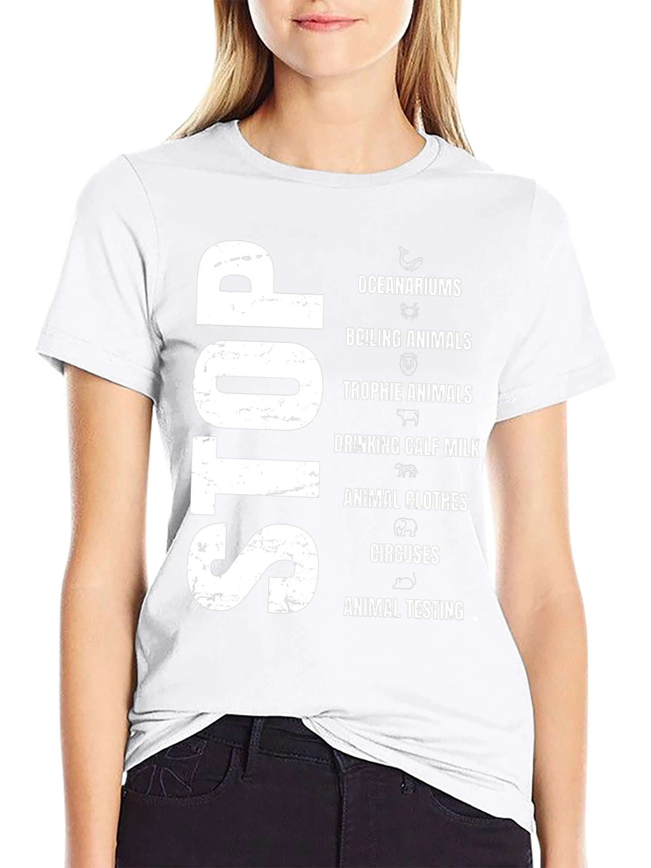 Stop Animal Cruelty Black Graphic T-Shirt