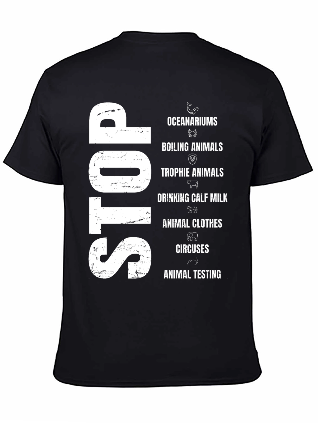 Stop Animal Cruelty Black Graphic T-Shirt