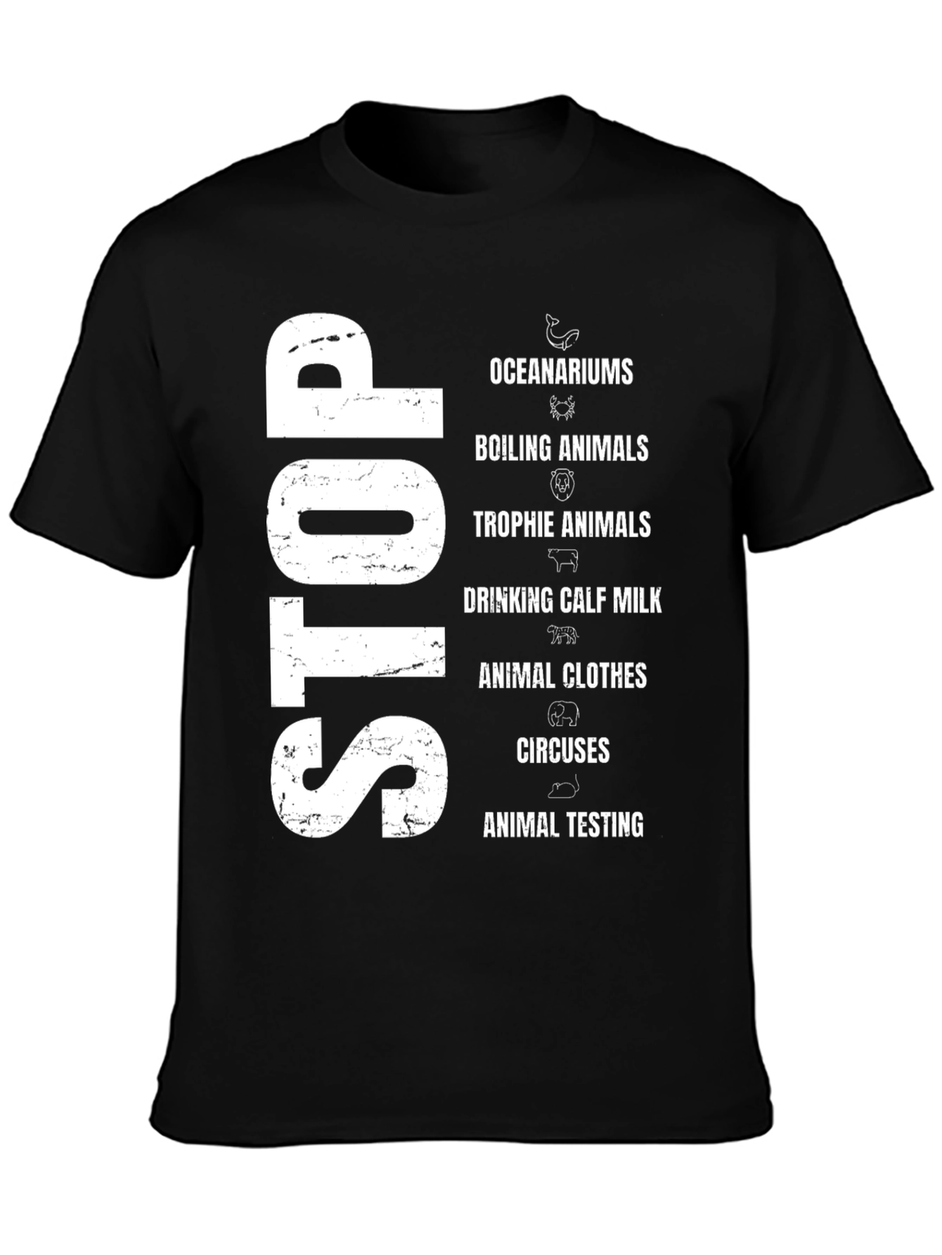 Stop Animal Cruelty Black Graphic T-Shirt