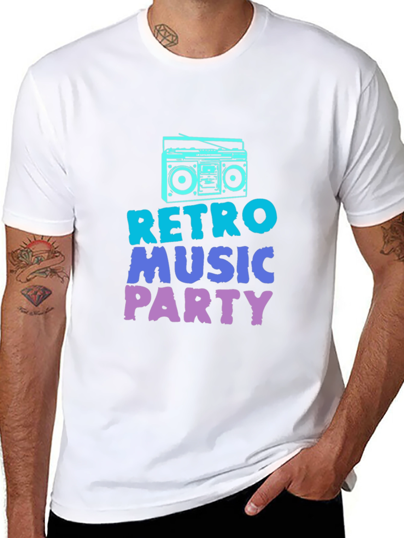 Retro Music Party Black Graphic Tee