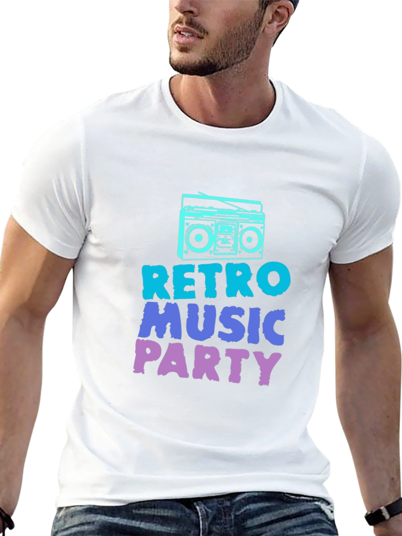 Retro Music Party Black Graphic Tee