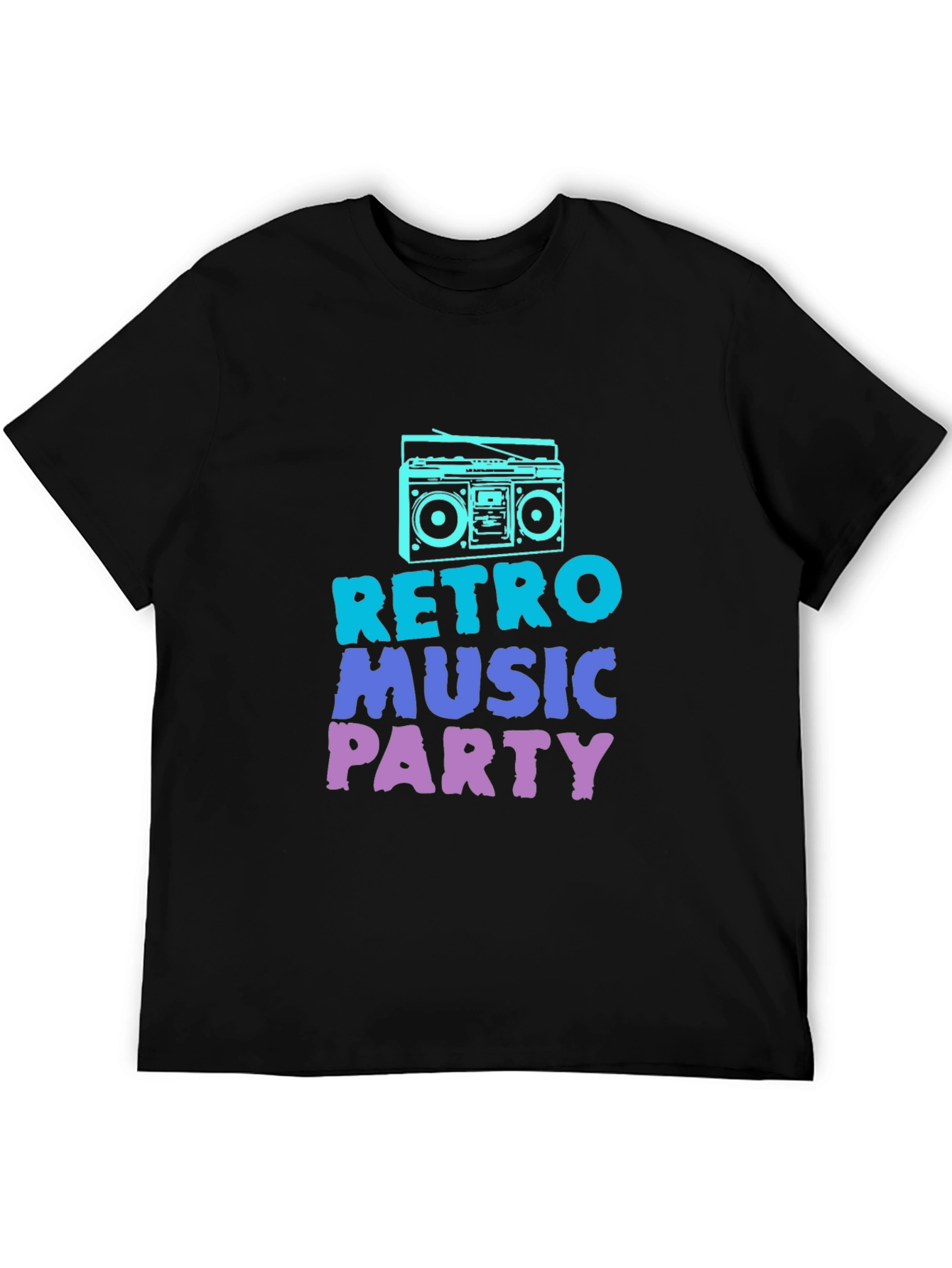 Retro Music Party Black Graphic Tee