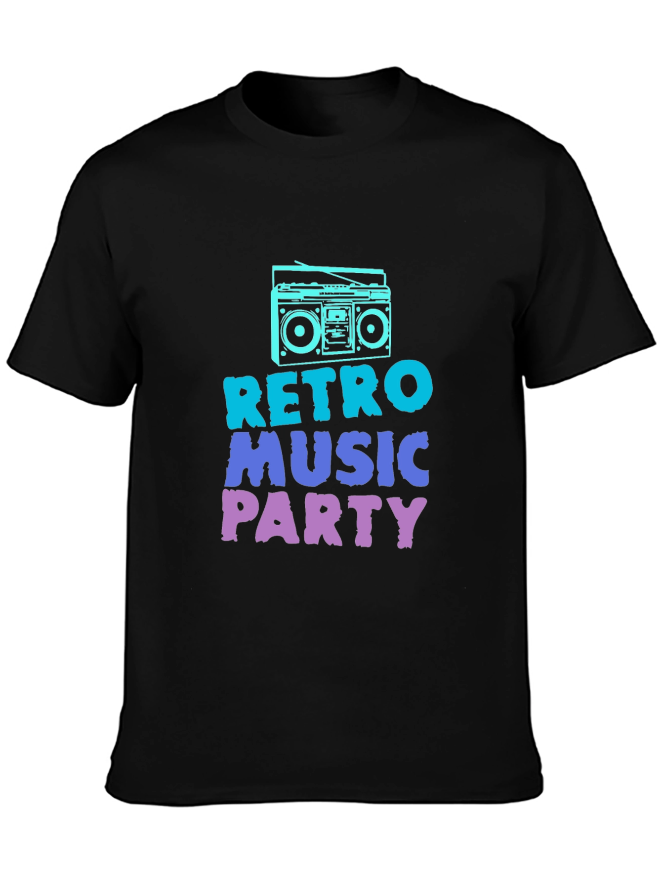 Retro Music Party Black Graphic Tee