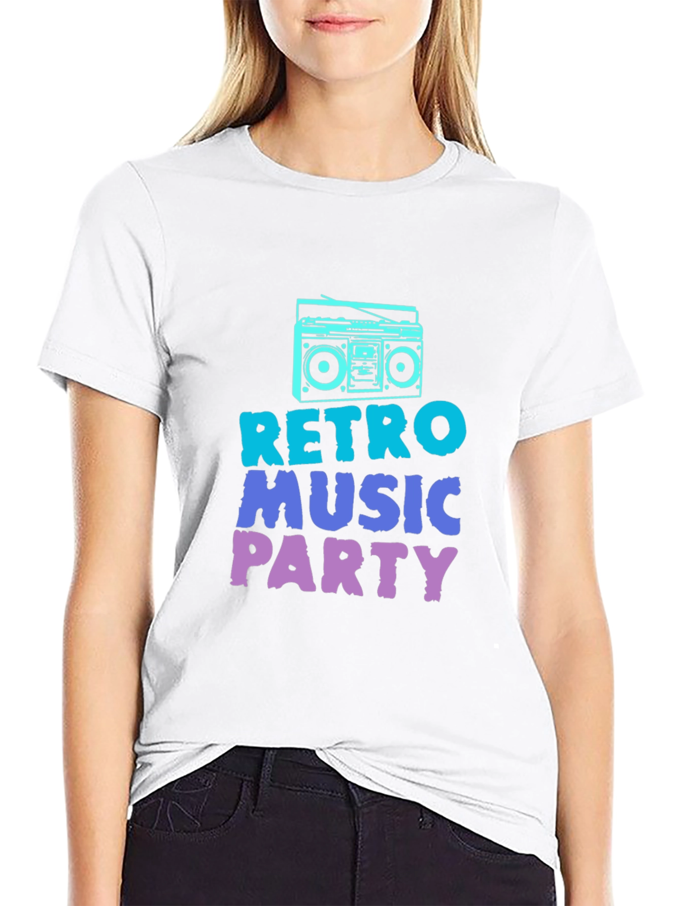 Retro Music Party Black Graphic Tee