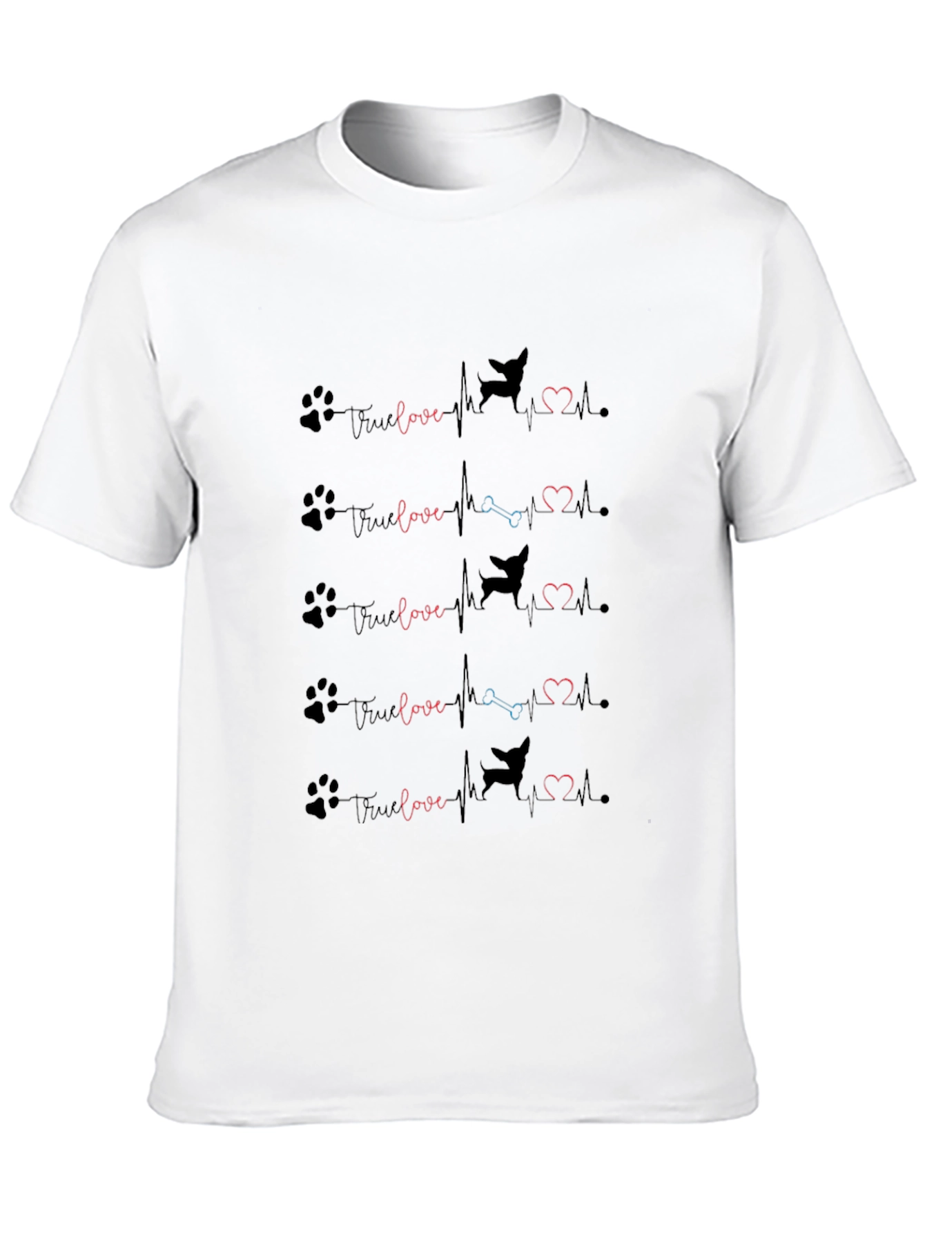 Dog Lovers True Love Paw Heartbeat T-Shirt