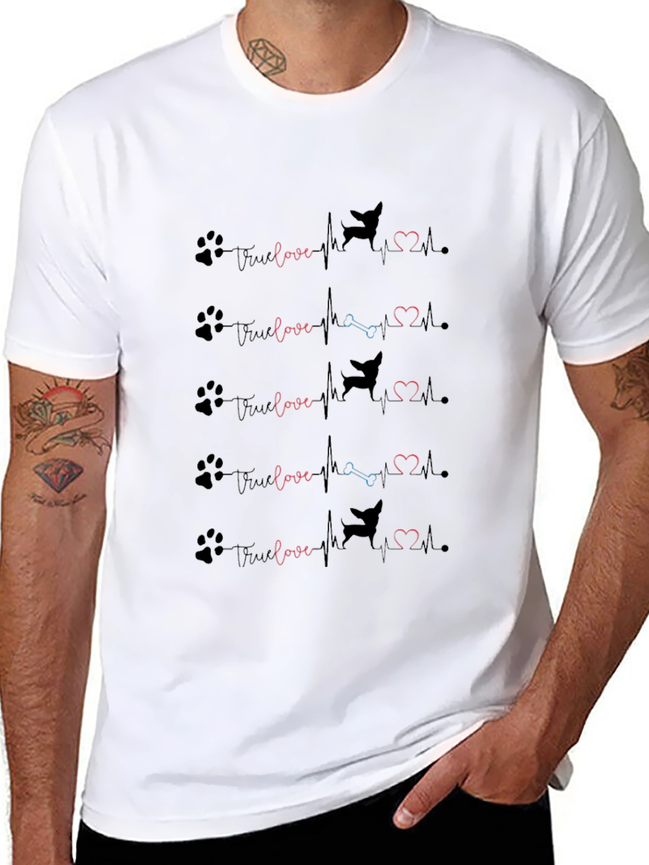 Dog Lovers True Love Paw Heartbeat T-Shirt