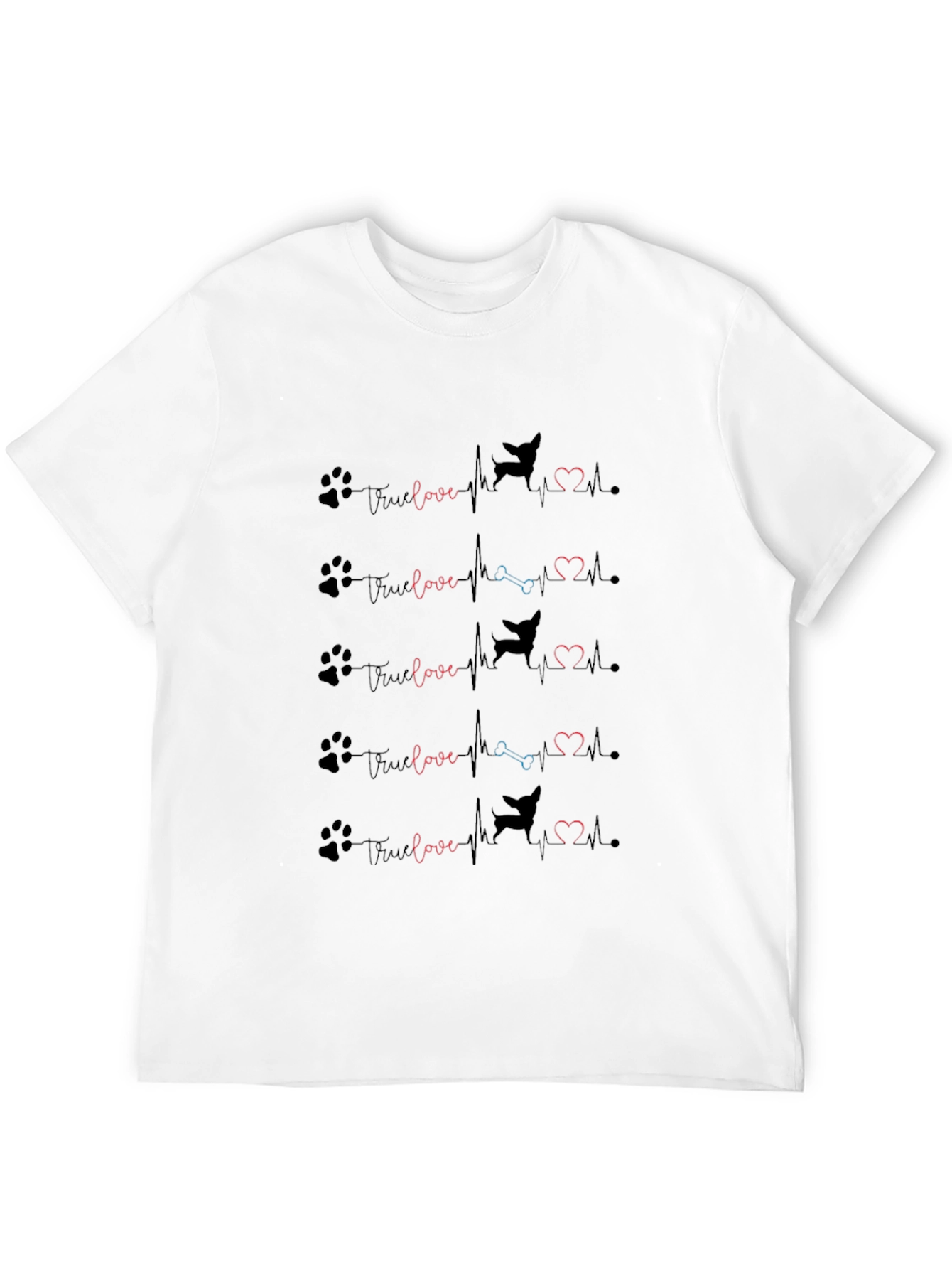 Dog Lovers True Love Paw Heartbeat T-Shirt