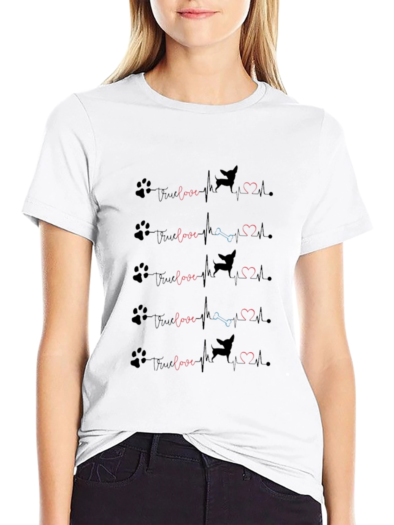 Dog Lovers True Love Paw Heartbeat T-Shirt