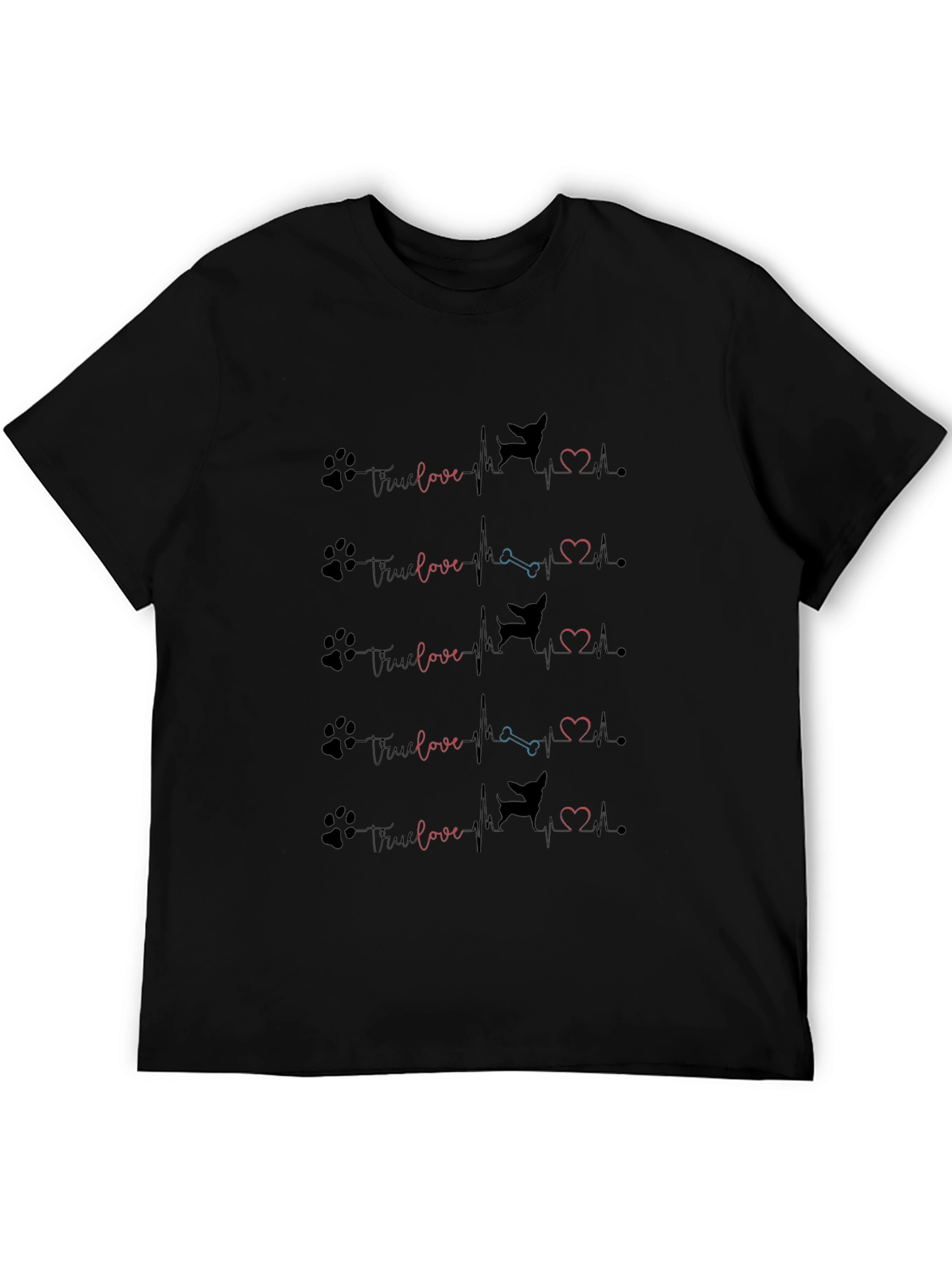 Dog Lovers True Love Paw Heartbeat T-Shirt