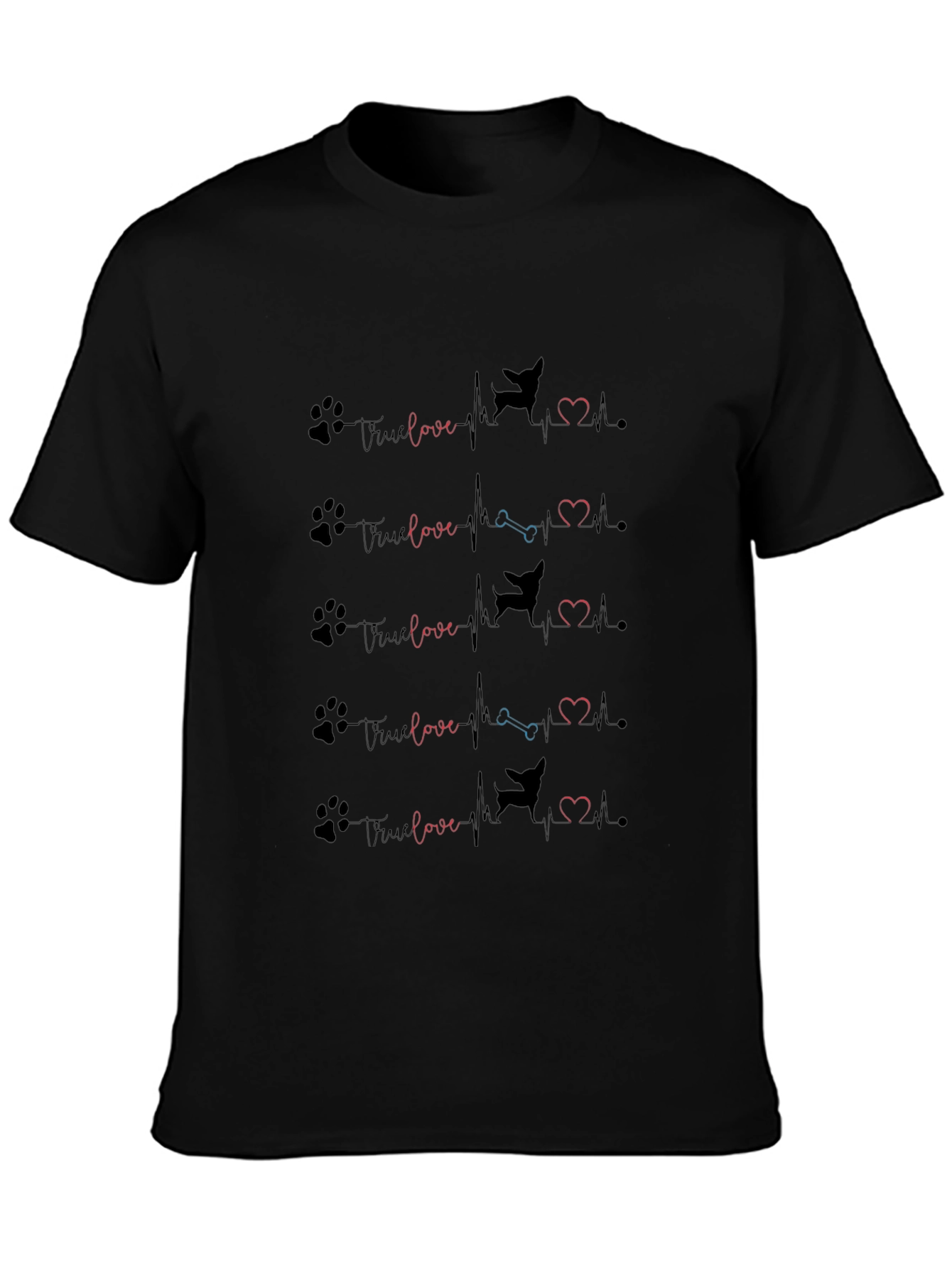Dog Lovers True Love Paw Heartbeat T-Shirt
