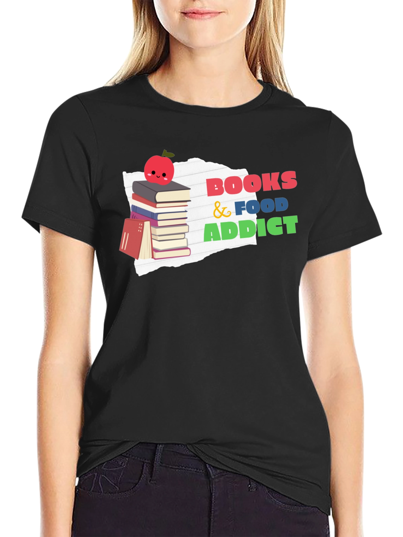 Books and Food Addict Graphic T-Shirt