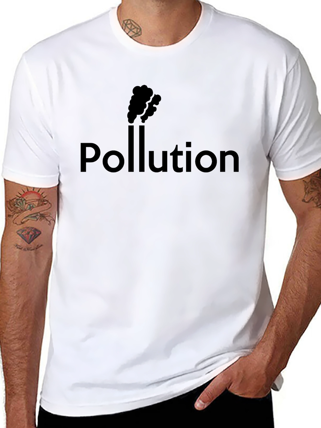 Pollution Graphic Tee - Black Cotton T-Shirt