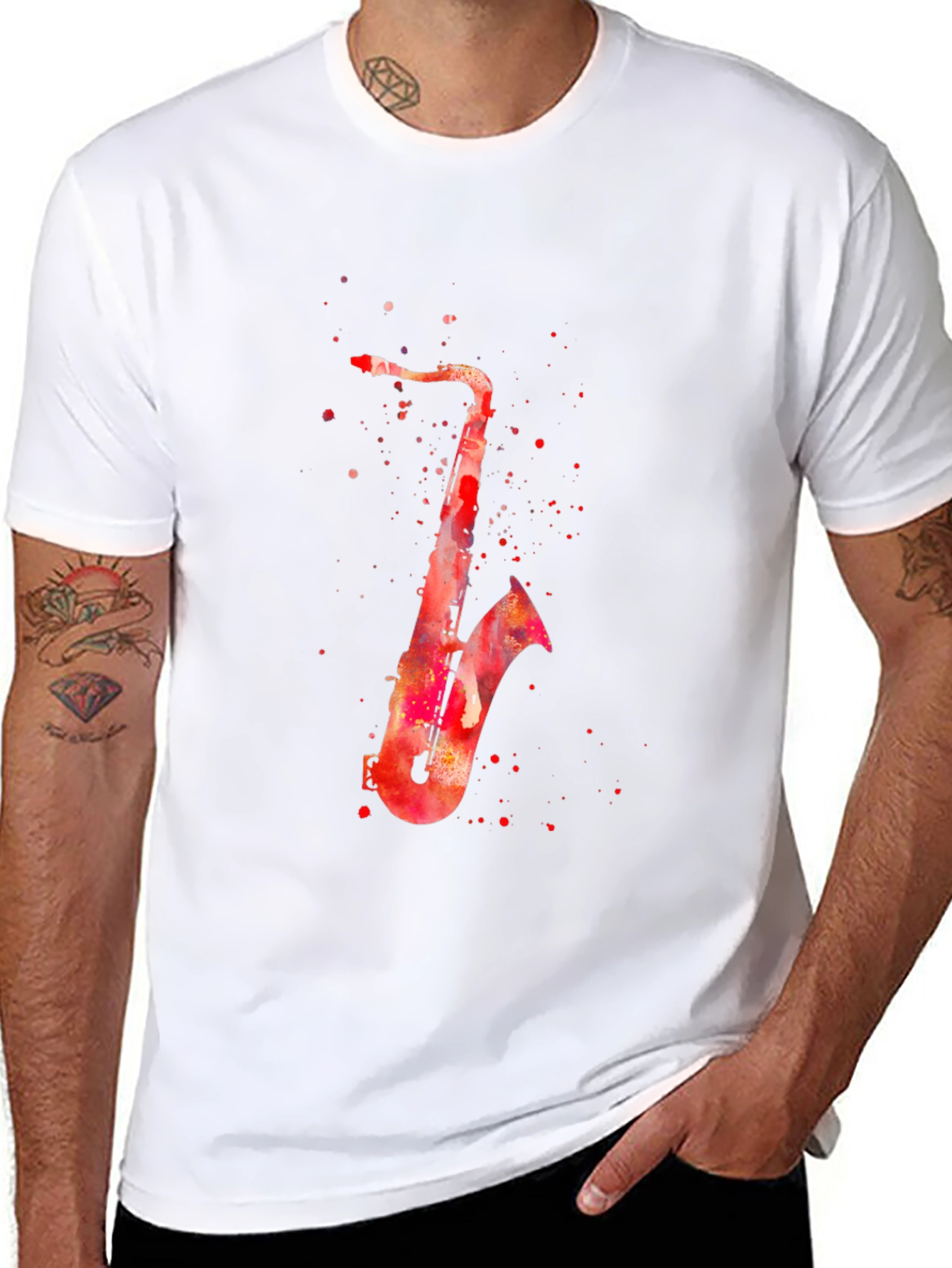 Saxophone Watercolor Graphic T-Shirt