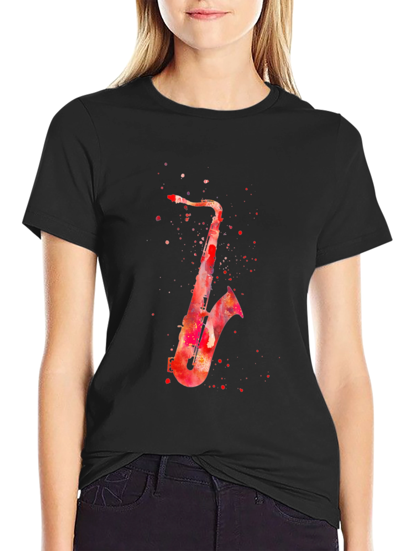 Saxophone Watercolor Graphic T-Shirt