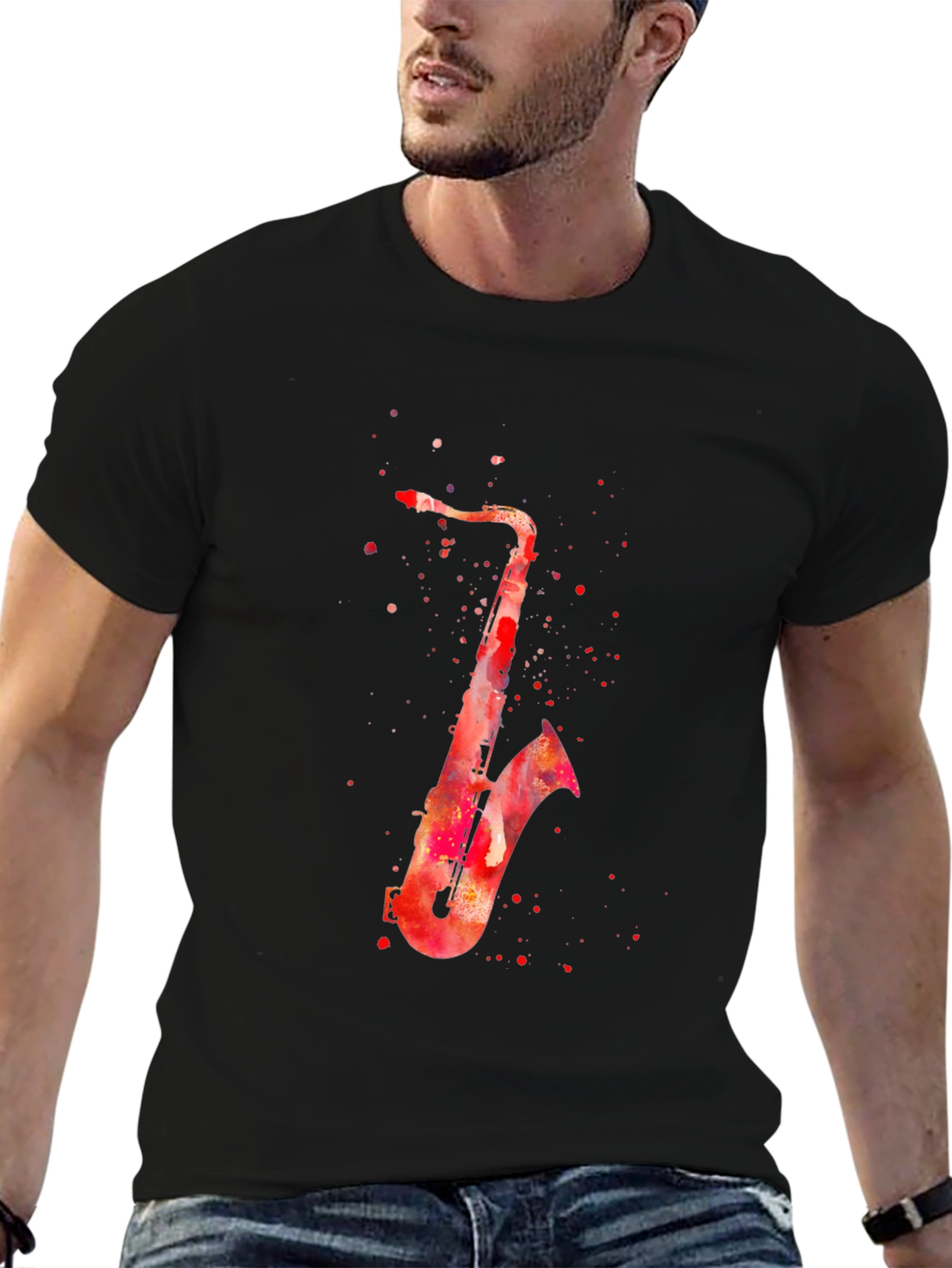 Saxophone Watercolor Graphic T-Shirt