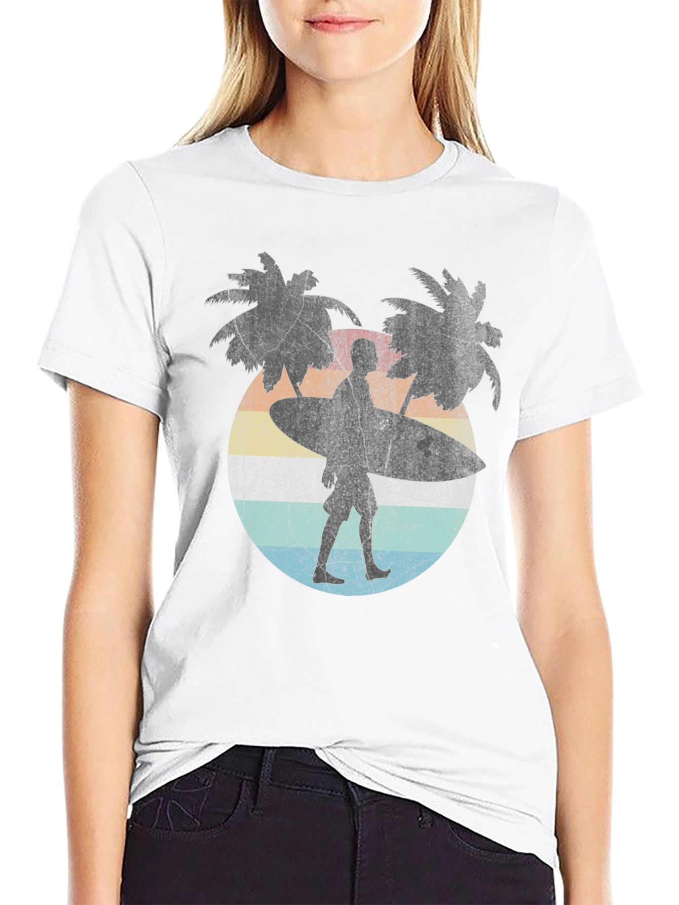 Retro Surfer T-Shirt - Palm Trees & Beach Vibes