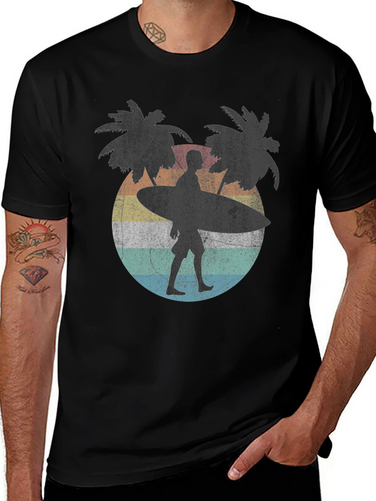 Retro Surfer T-Shirt - Palm Trees & Beach Vibes
