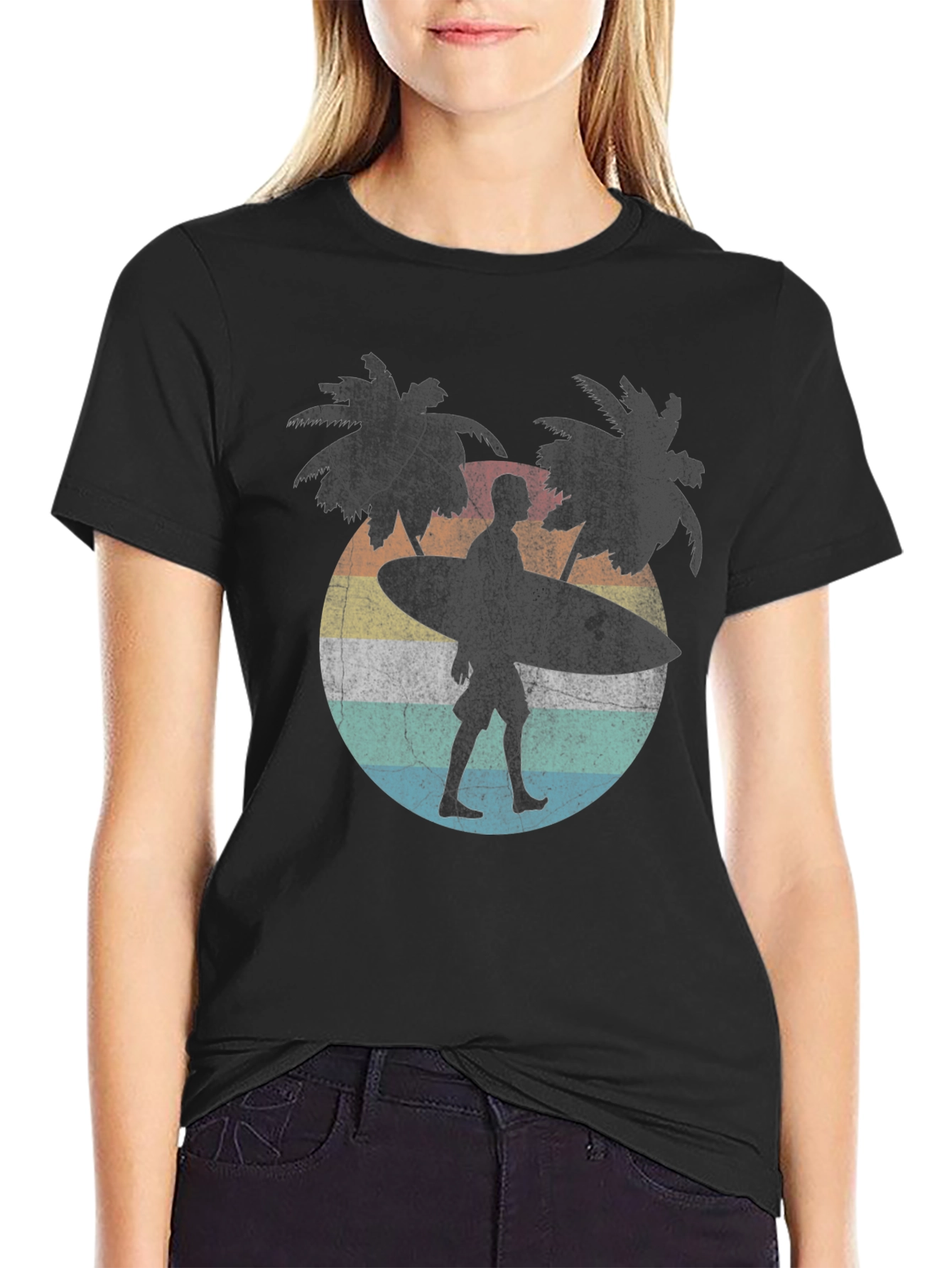 Retro Surfer T-Shirt - Palm Trees & Beach Vibes