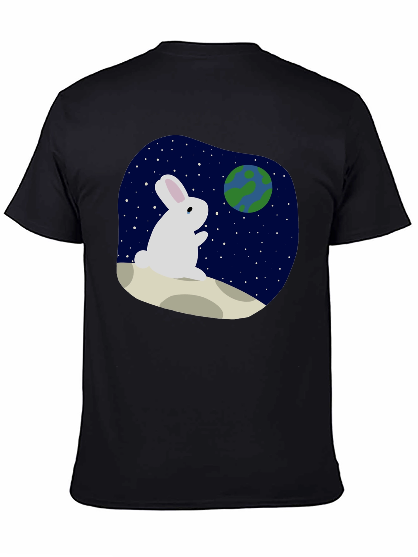 Rabbit Moon Earth Black T-Shirt
