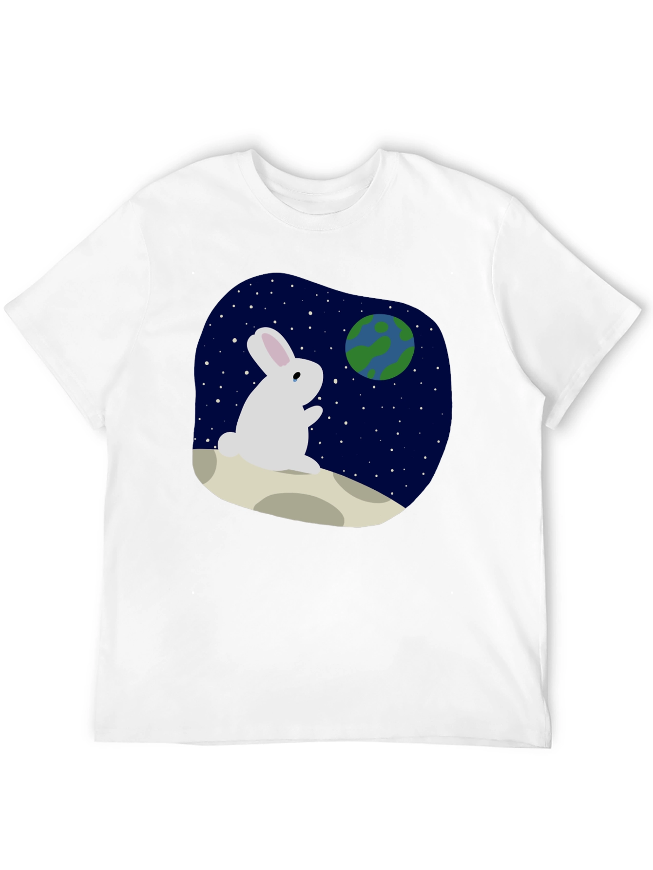 Rabbit Moon Earth Black T-Shirt