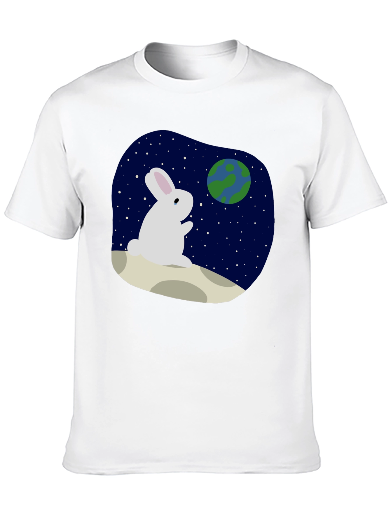 Rabbit Moon Earth Black T-Shirt