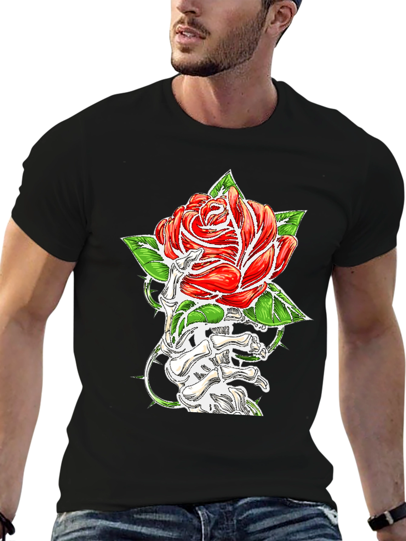 Rose & Bone Hand Graphic Black T-Shirt