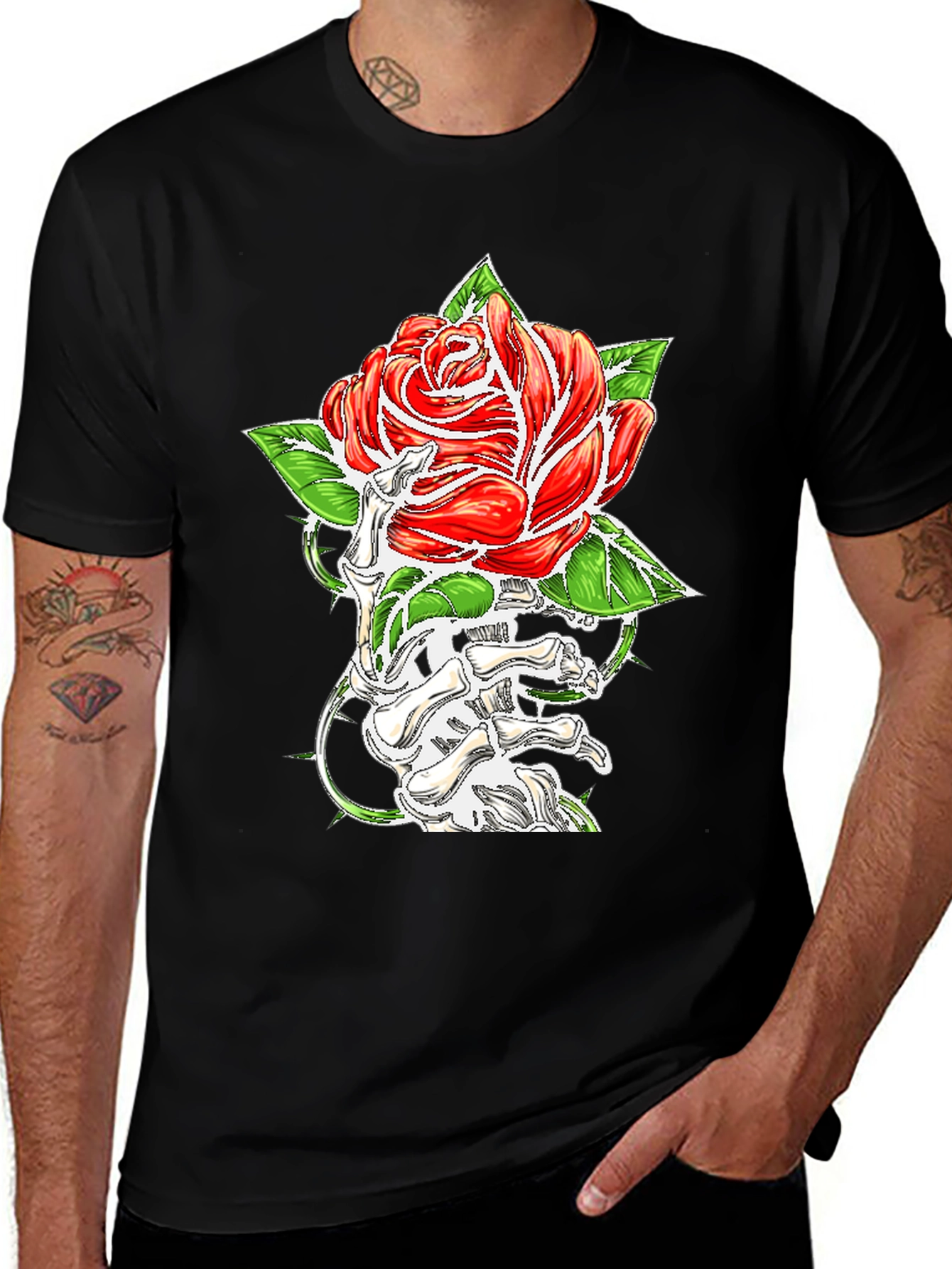 Rose & Bone Hand Graphic Black T-Shirt