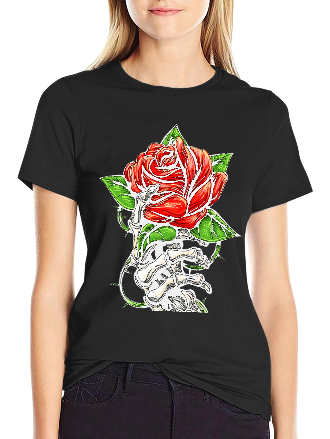 Rose & Bone Hand Graphic Black T-Shirt