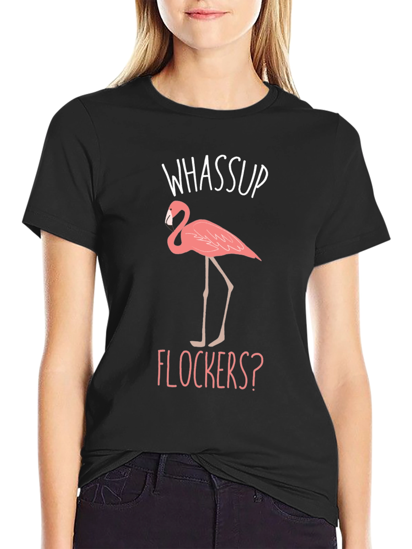 Whassup Flockers? Flamingo Graphic Tee