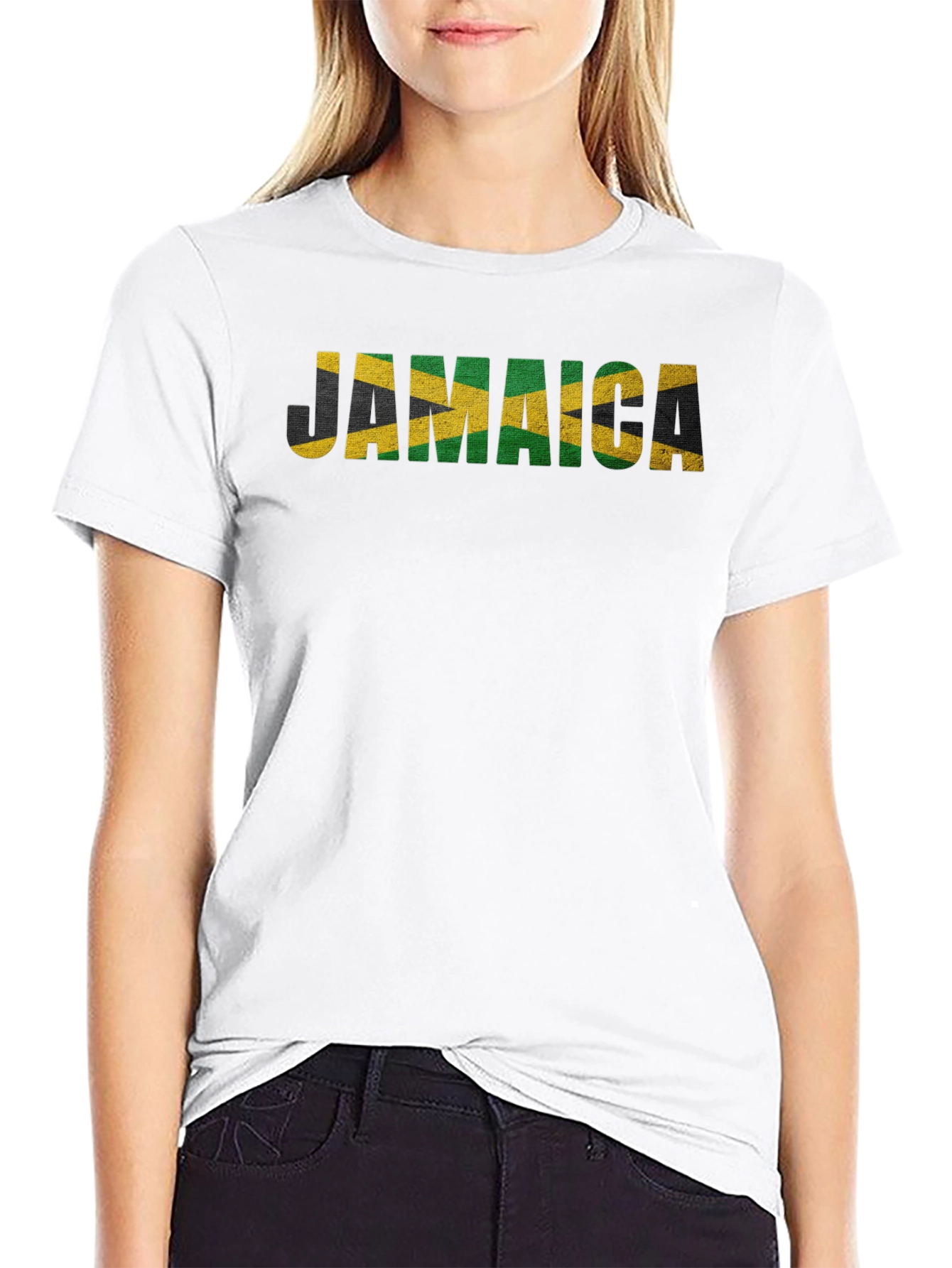Jamaica Flag Graphic Print Black T-Shirt