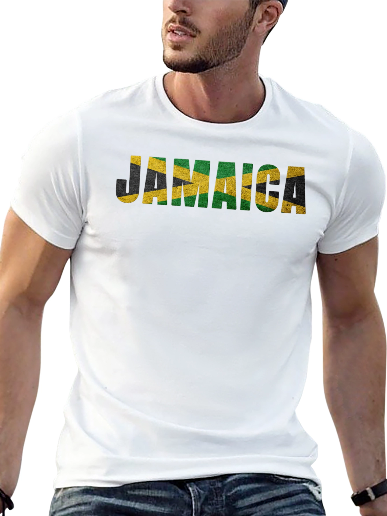 Jamaica Flag Graphic Print Black T-Shirt