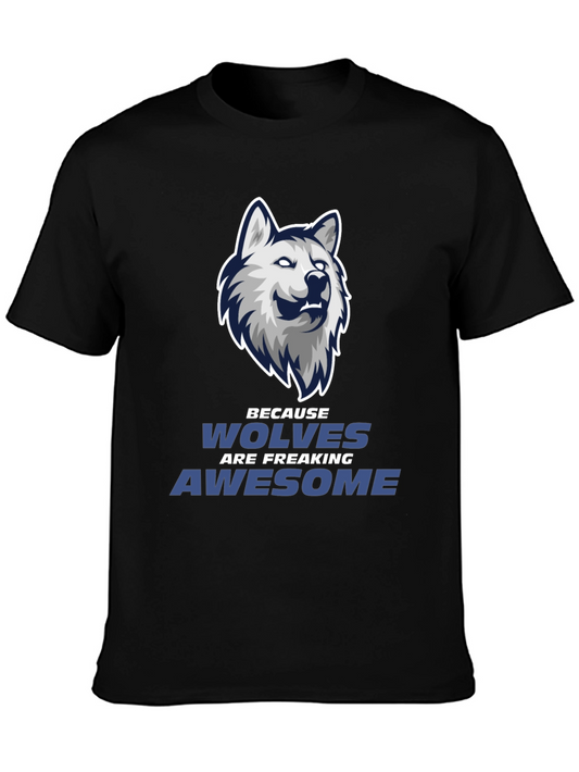 Wolf Graphic Tee - Wolves Are Awesome Black T-Shirt