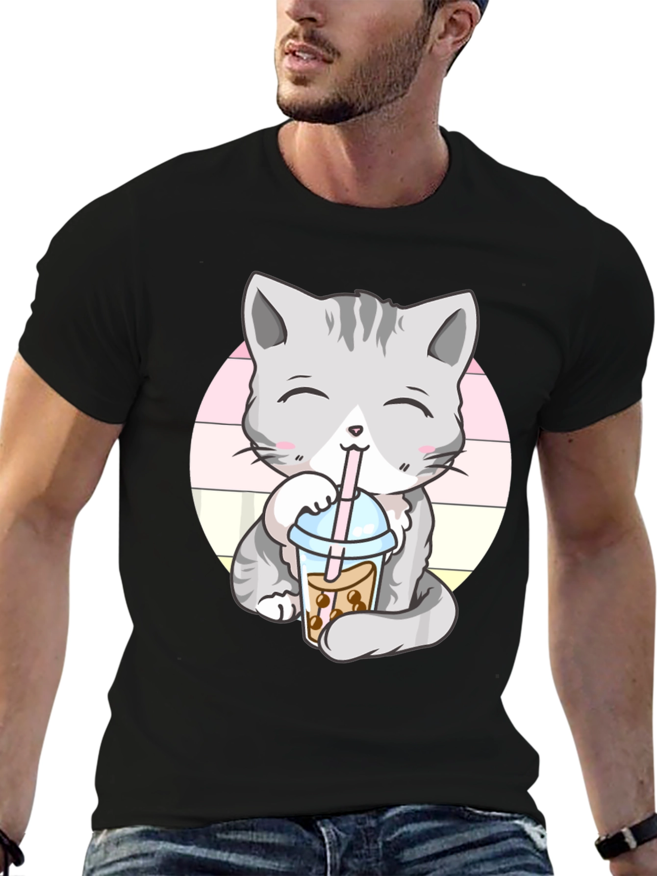 Kawaii Cat Boba Tea Graphic Tee
