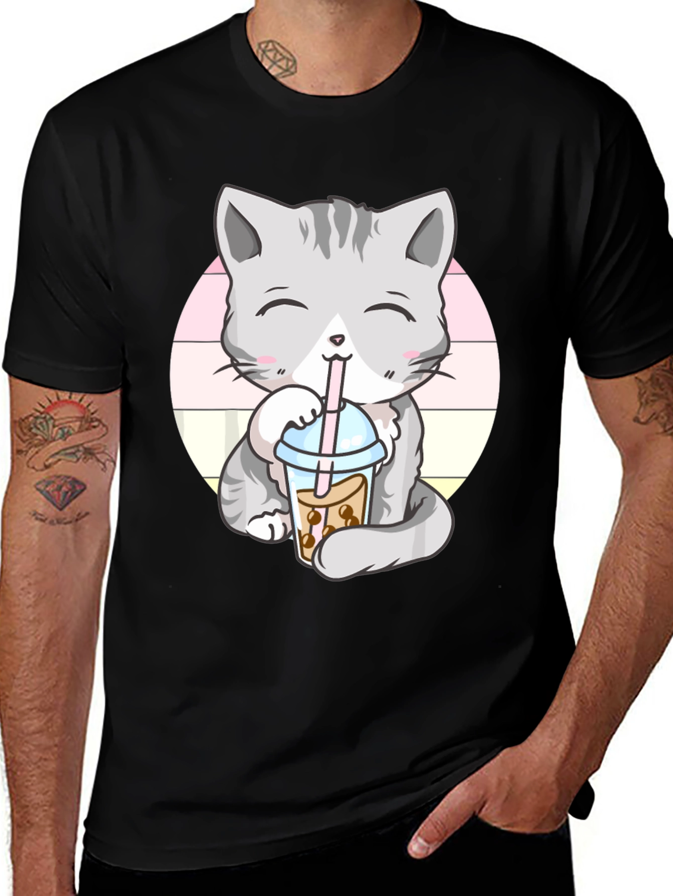 Kawaii Cat Boba Tea Graphic Tee