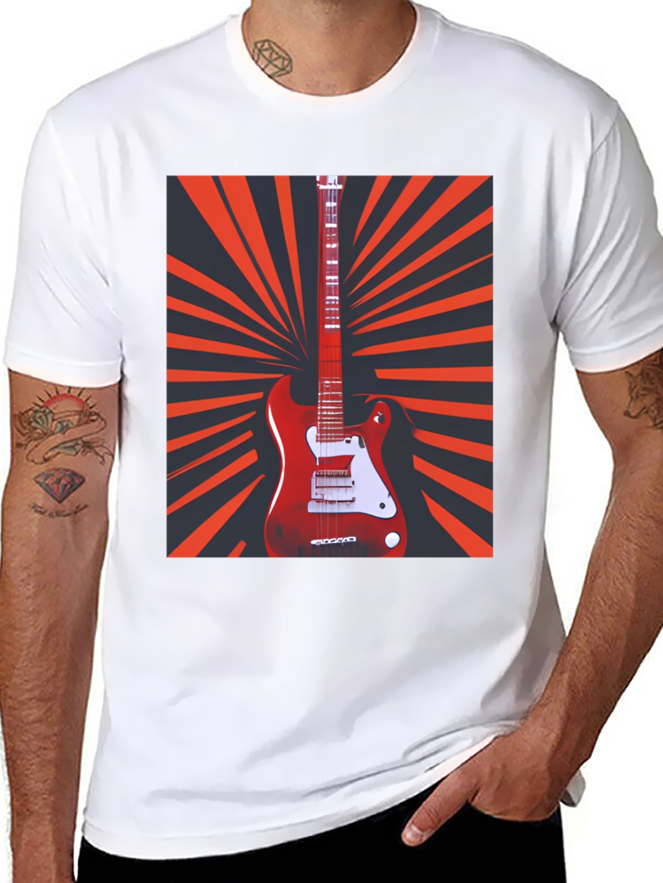 Electric Guitar Graphic T-Shirt - Retro Music Tee