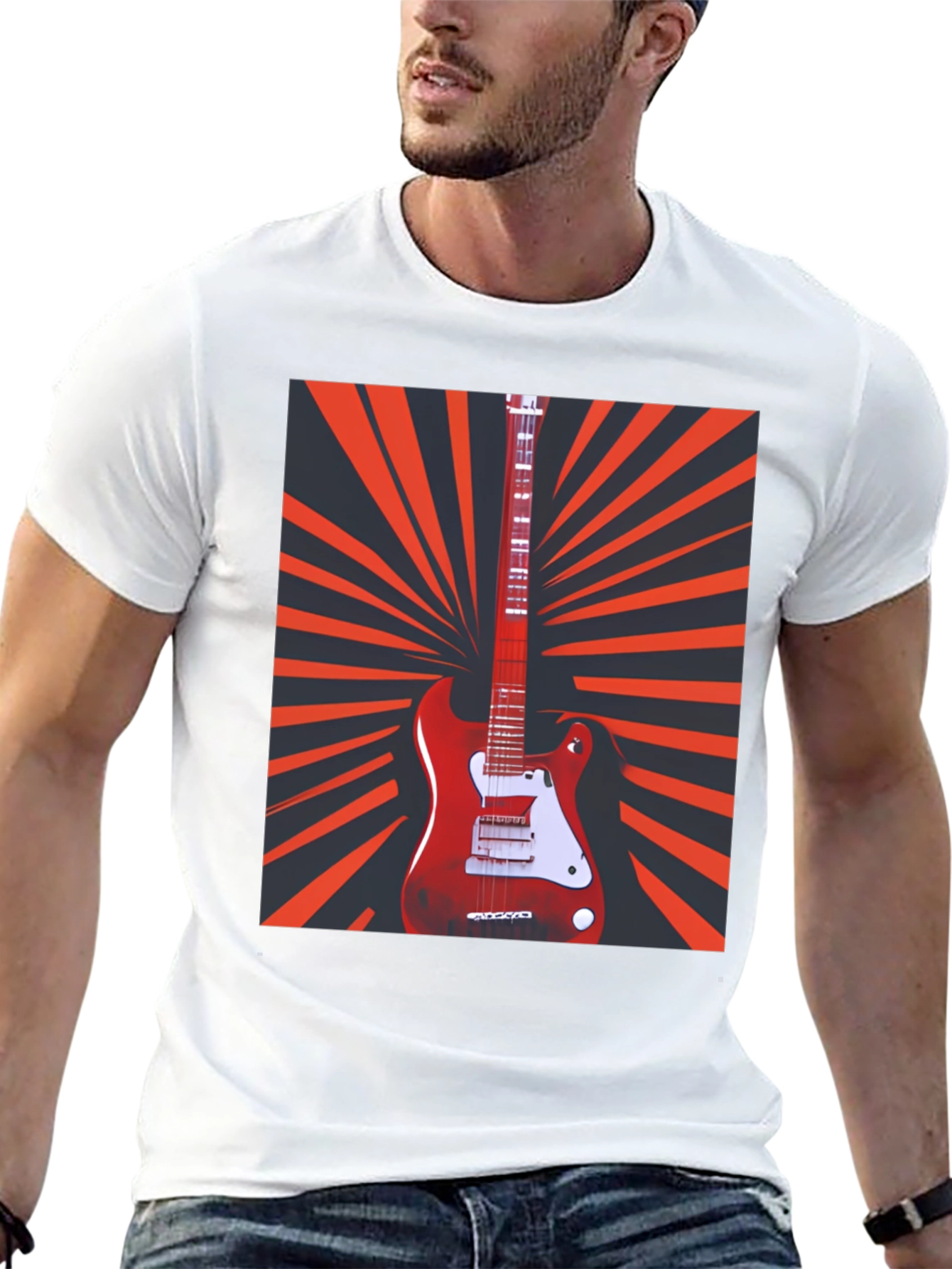 Electric Guitar Graphic T-Shirt - Retro Music Tee