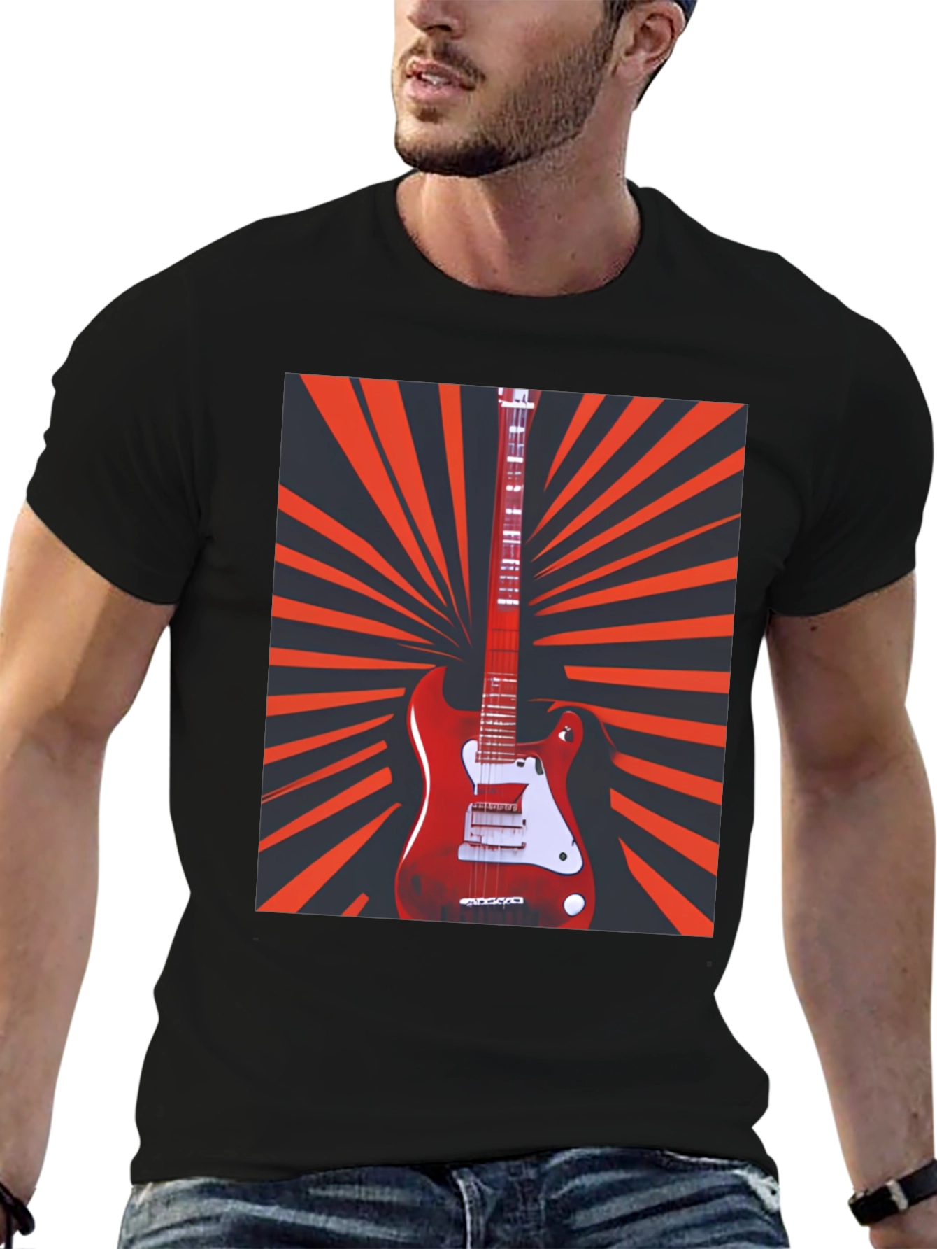 Electric Guitar Graphic T-Shirt - Retro Music Tee