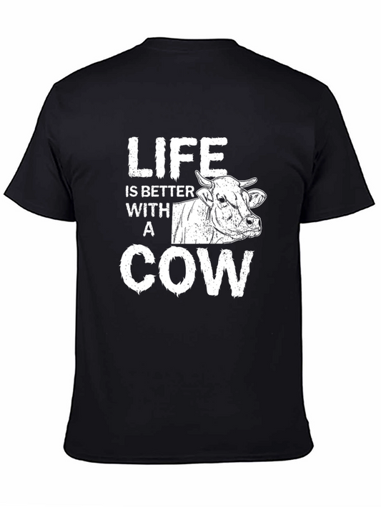 Life is Better with a Cow Graphic Tee - Black