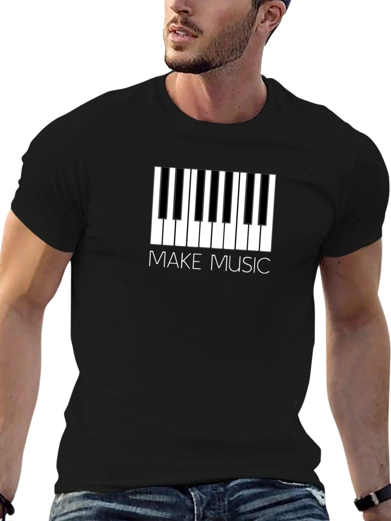 Make Music Piano Keys T-Shirt - Musician Tee