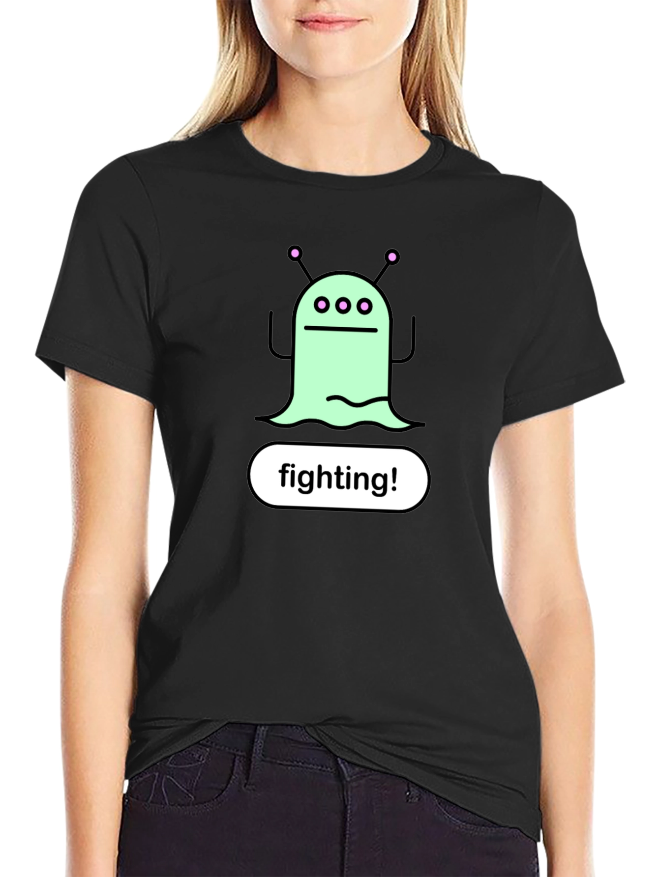Fighting Alien Graphic Tee - Black