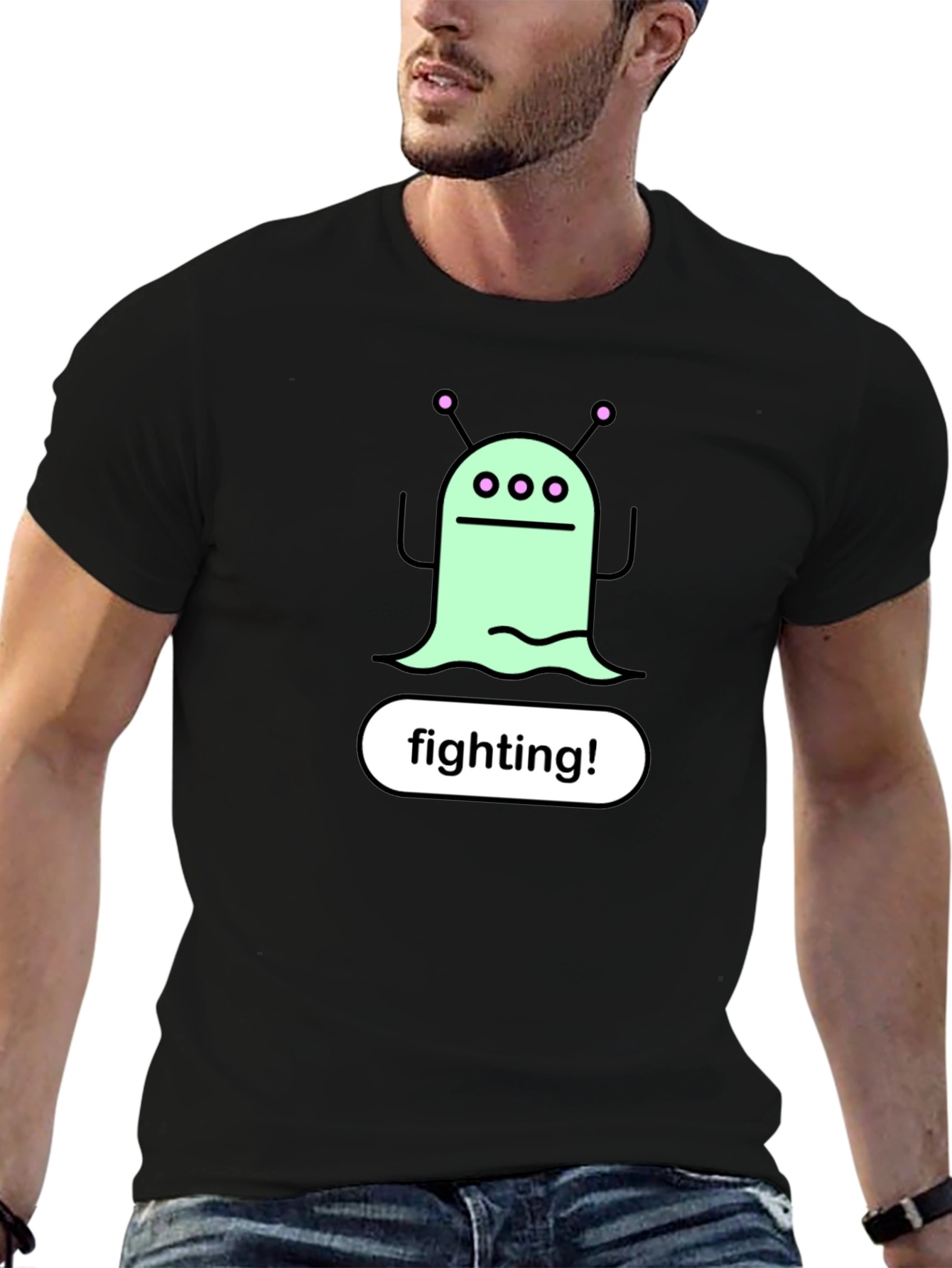 Fighting Alien Graphic Tee - Black