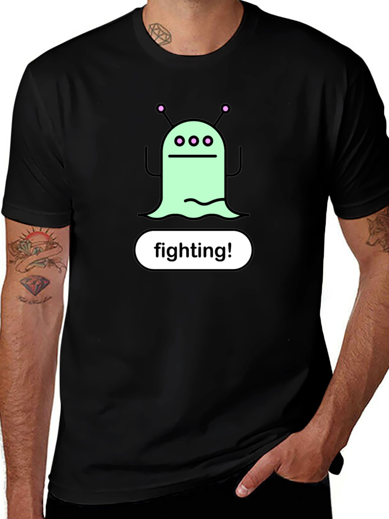 Fighting Alien Graphic Tee - Black