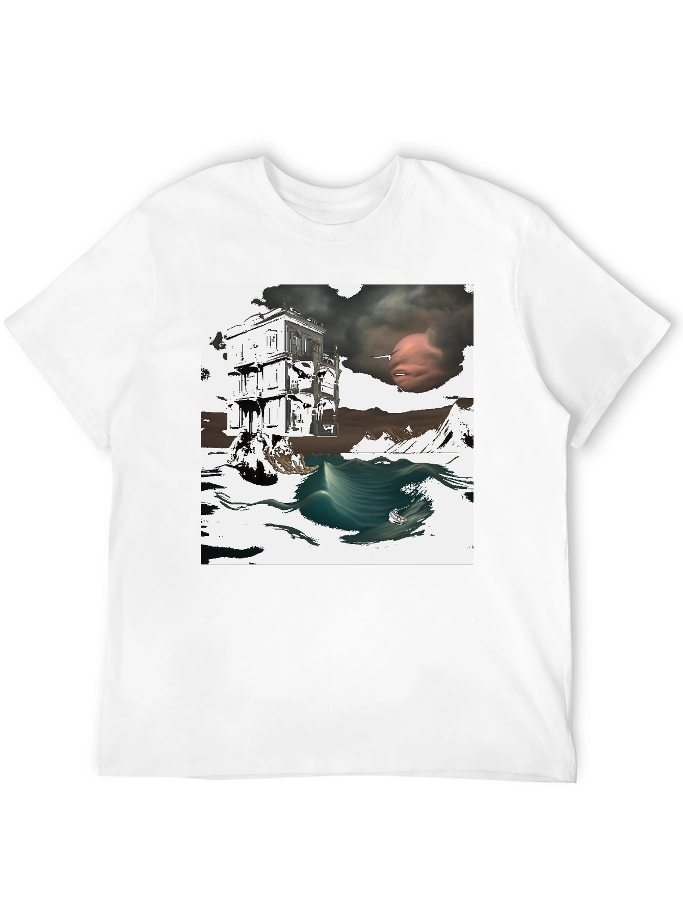 Surreal Art Print Black T-Shirt Unique Graphic Tee