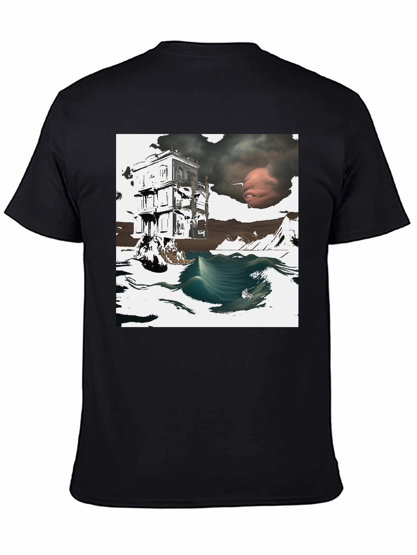 Surreal Art Print Black T-Shirt Unique Graphic Tee