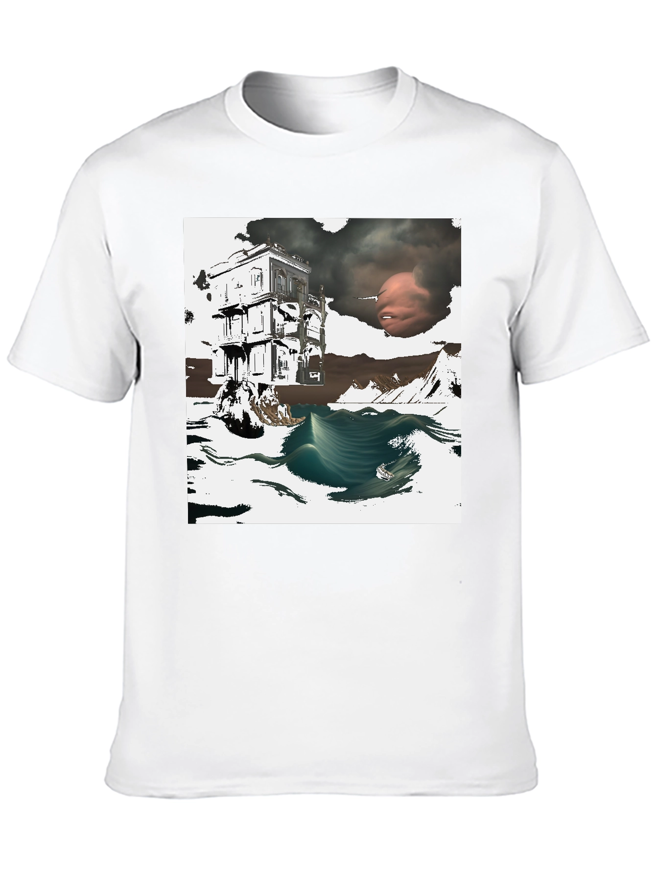 Surreal Art Print Black T-Shirt Unique Graphic Tee