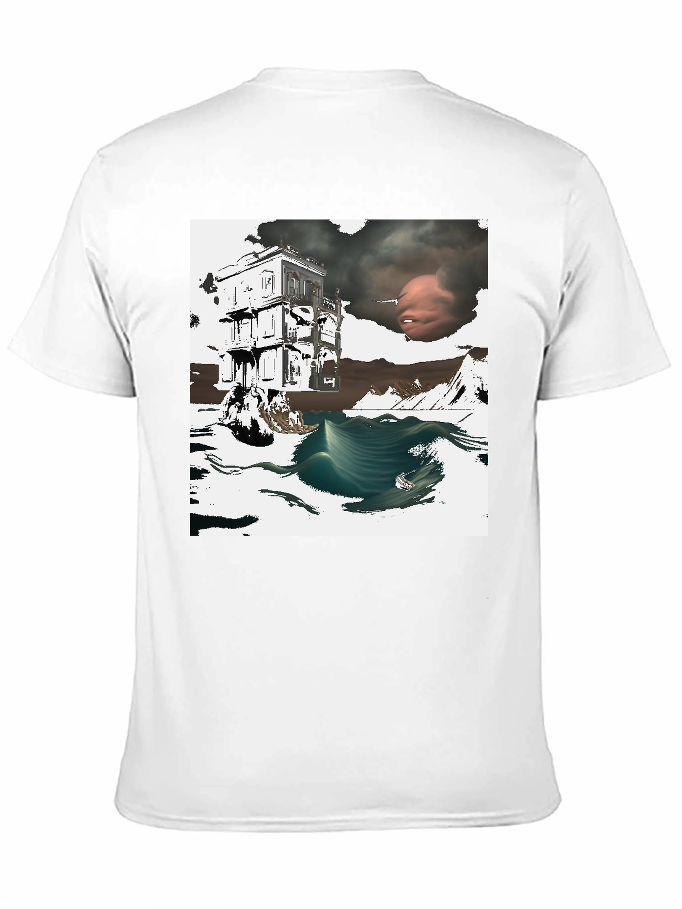 Surreal Art Print Black T-Shirt Unique Graphic Tee