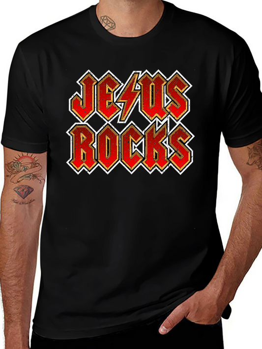 Jesus Rocks Graphic Tee - Christian Rock Music T-Shirt